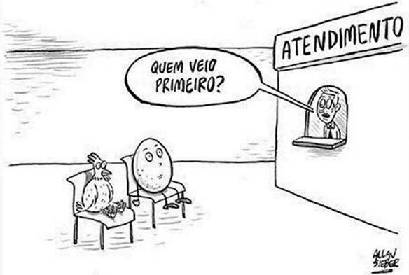Imagem engraçada Quem Veio Primeiro? no iPiadas