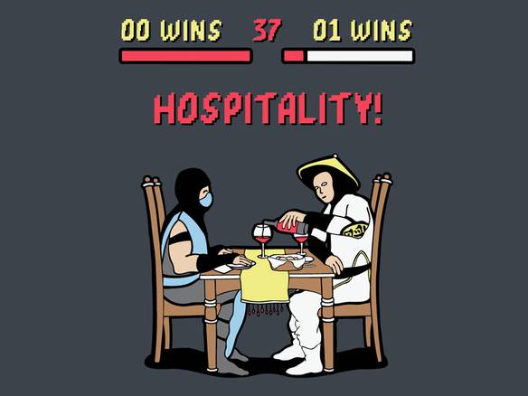 Imagem engraçada Finish Him! Hospitality! no iPiadas