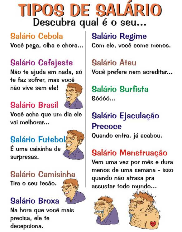 Imagem engraçada Tipos de Salários no iPiadas