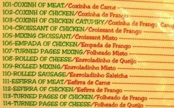 Imagem engraçada Cardápio Para Gringos no iPiadas
