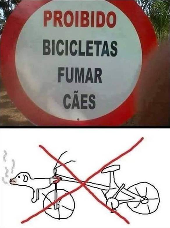 Imagem engraçada Proibido Bicicletas Fumar Cães