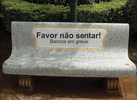 Imagem engraçada Bancos em Greve no iPiadas