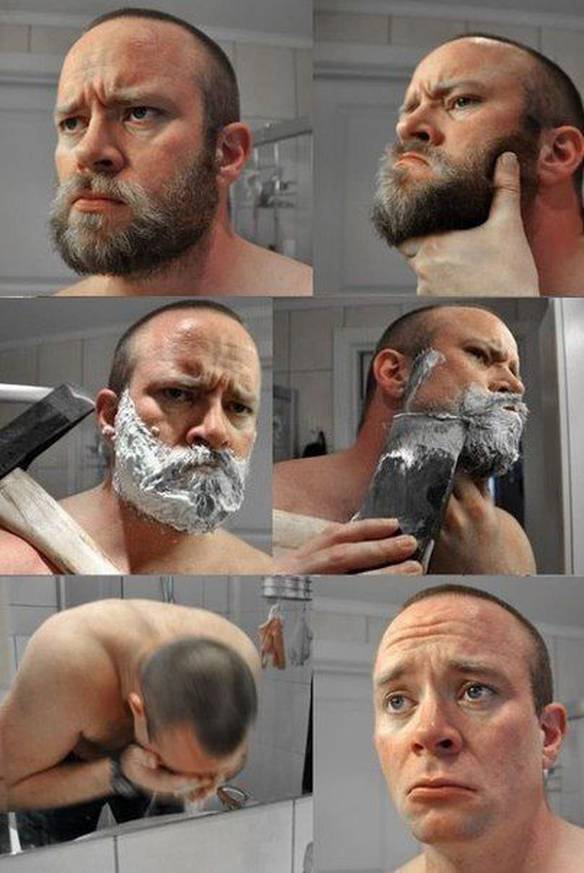 Imagem engraçada Como Me Sinto Quando Faço a Barba. no iPiadas