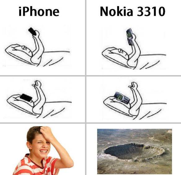 Imagem engraçada iPhone vs Nokia 3310 no iPiadas