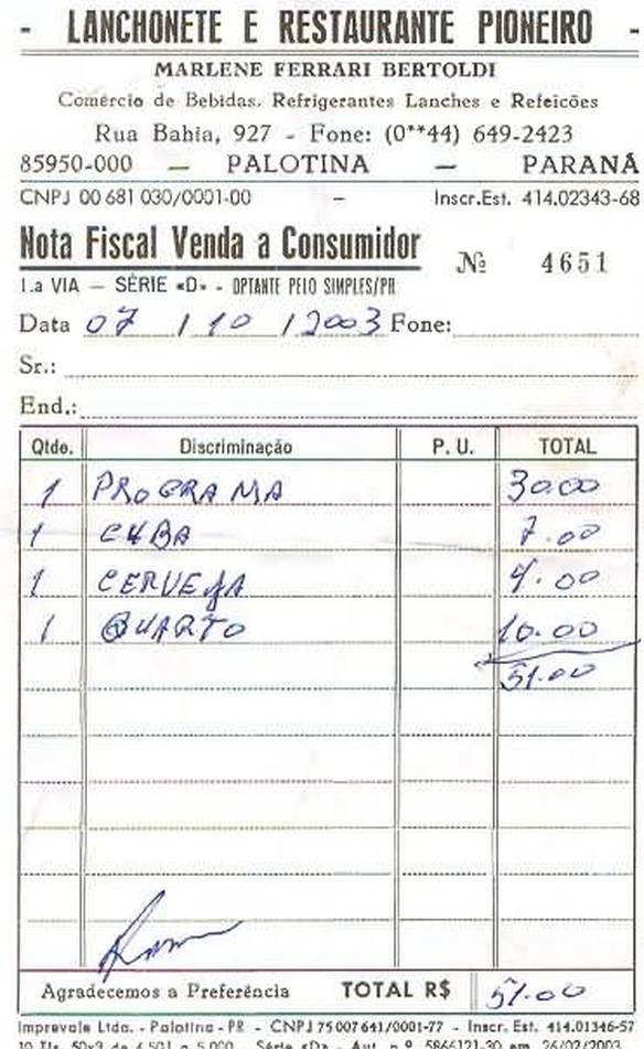 Imagem engraçada Programa com Nota Fiscal