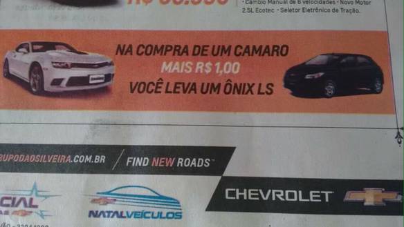 Imagem engraçada Onix em Promoção