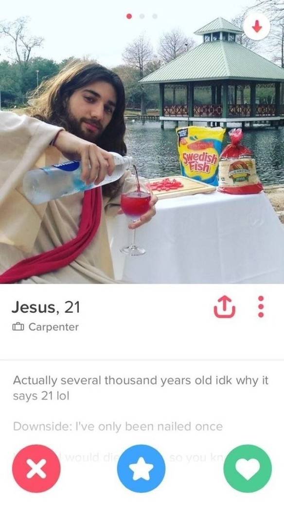 Imagem engraçada Jesus no Tinder no iPiadas