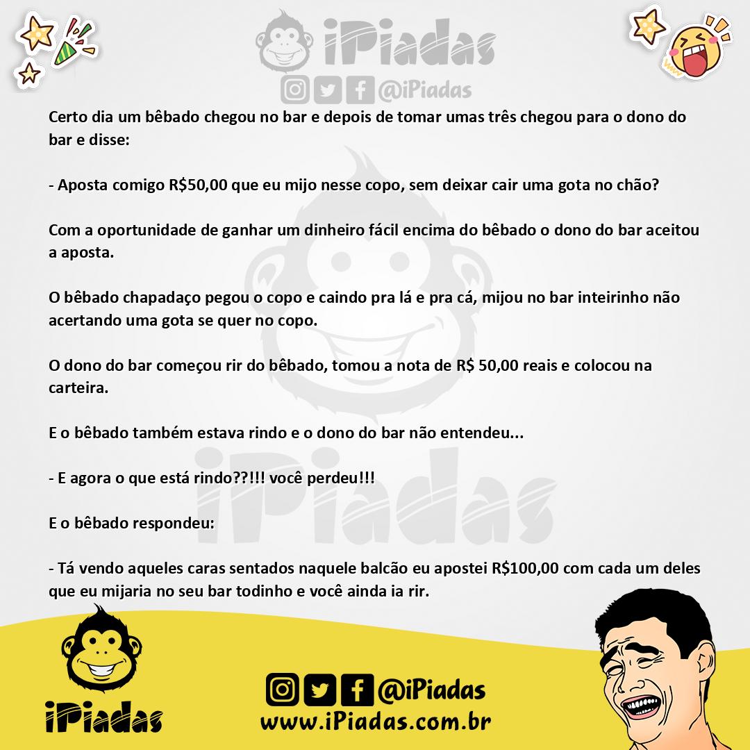 Ilustração da piada A Aposta do Bêbado no iPiadas