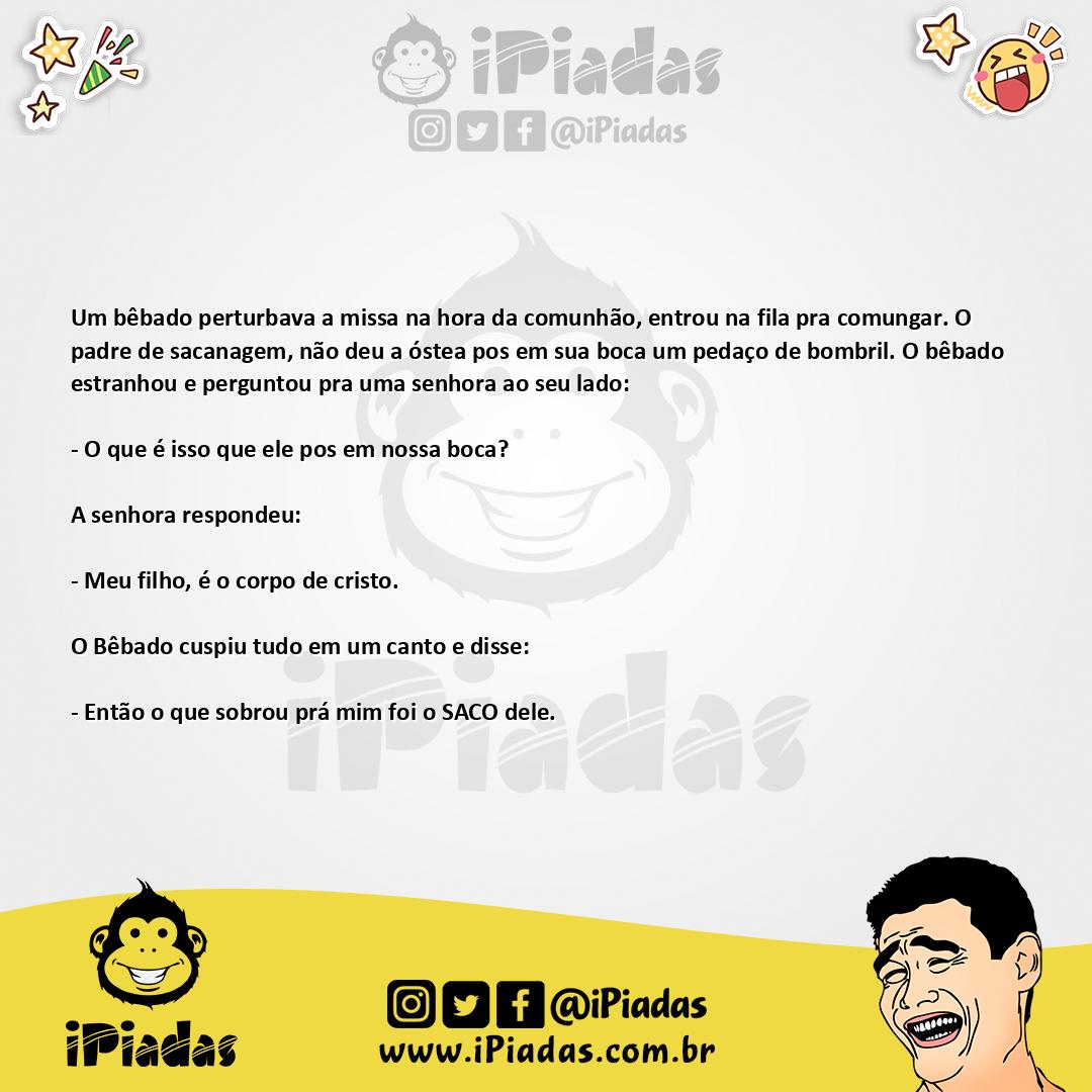 Ilustração da piada A comunhao do bebado no iPiadas
