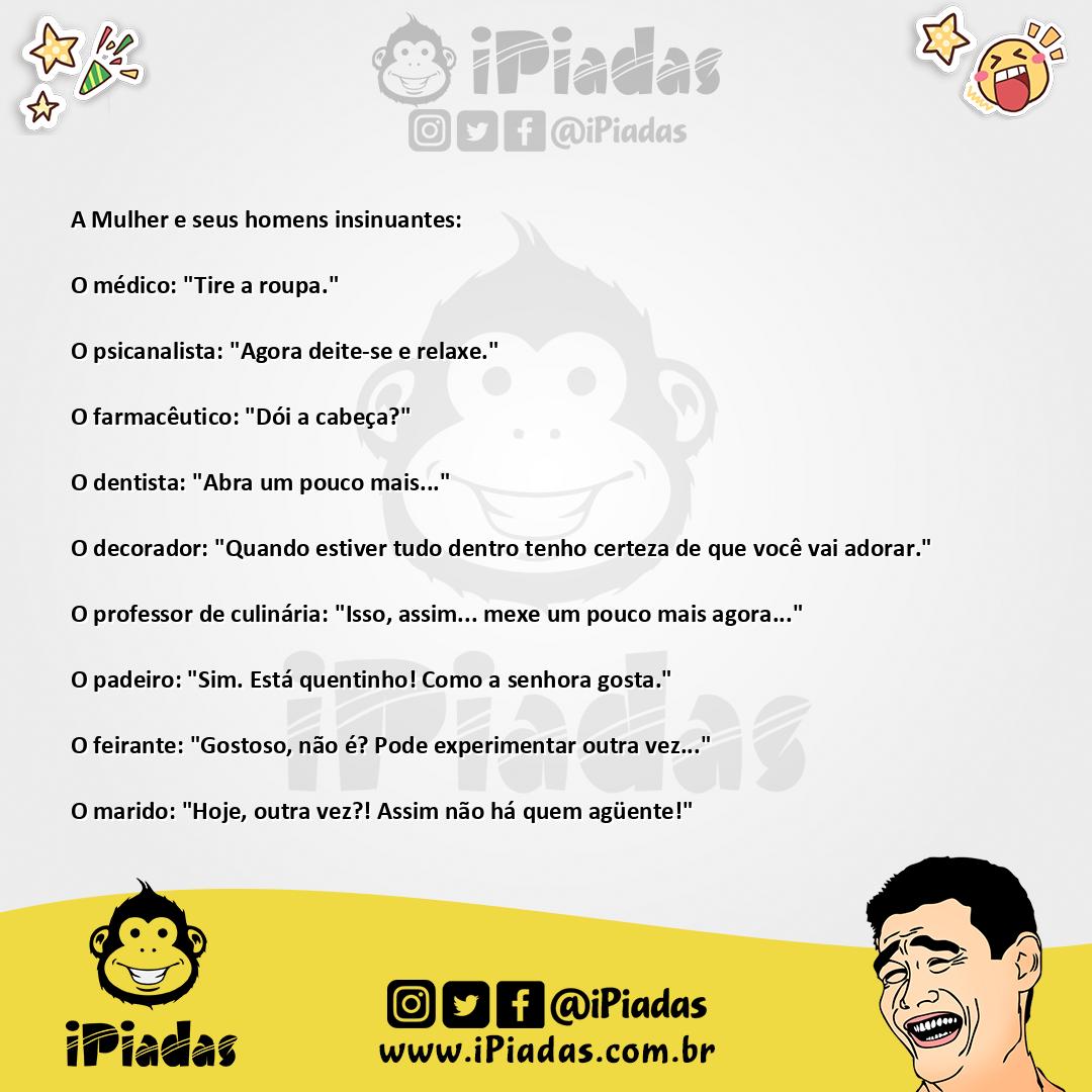 Ilustração da piada A Mulher e Seus Homens Insinuantes no iPiadas