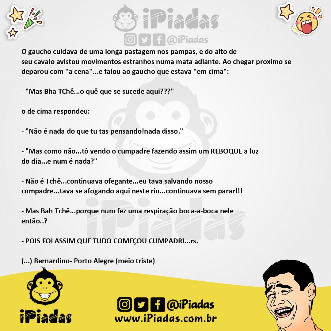 Ilustração da piada Afogamento do gaúcho no iPiadas