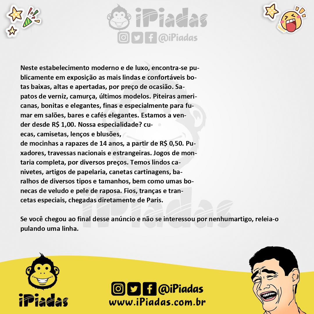 Ilustração da piada Anúncio Capcioso no iPiadas