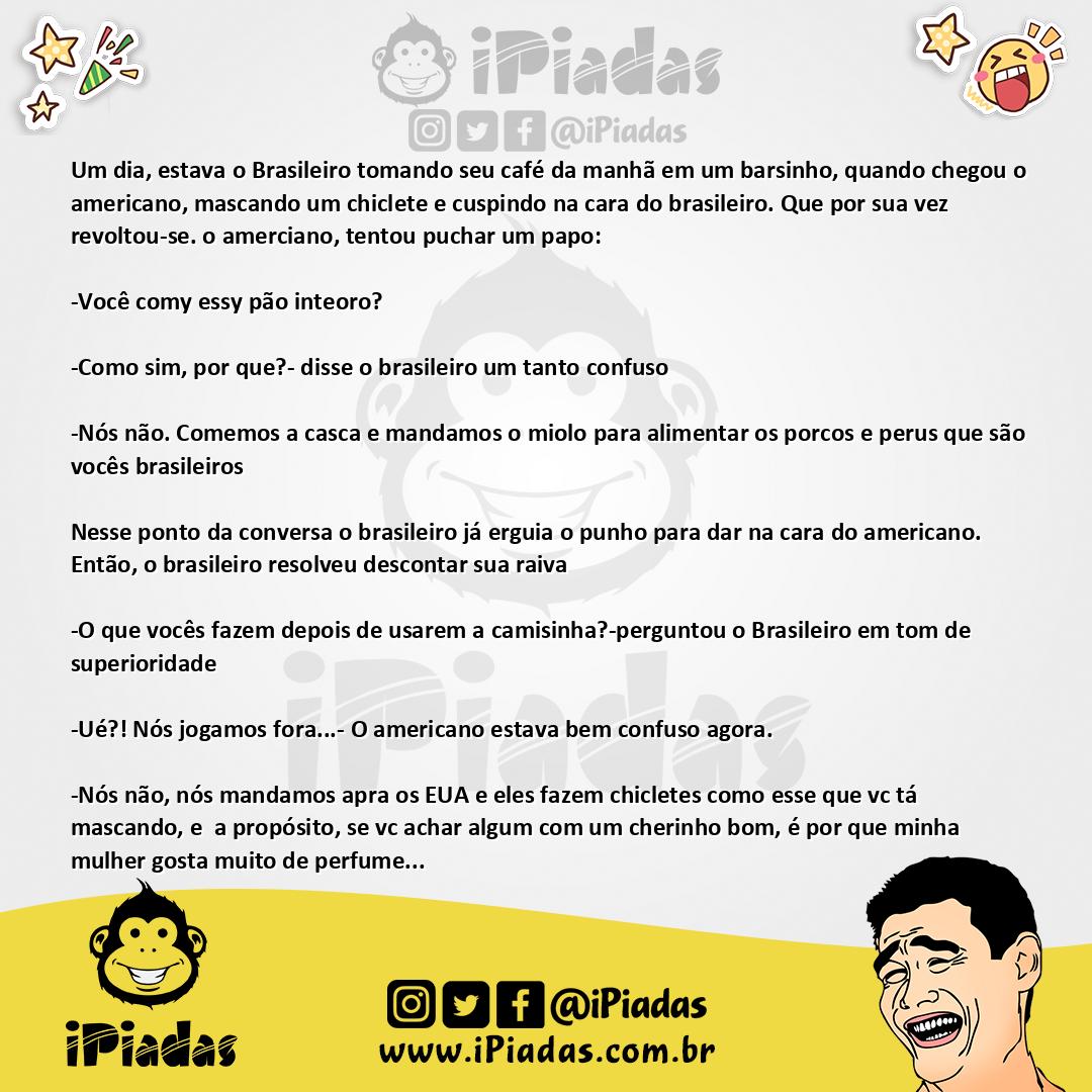 Ilustração da piada Brasil X EUA no iPiadas