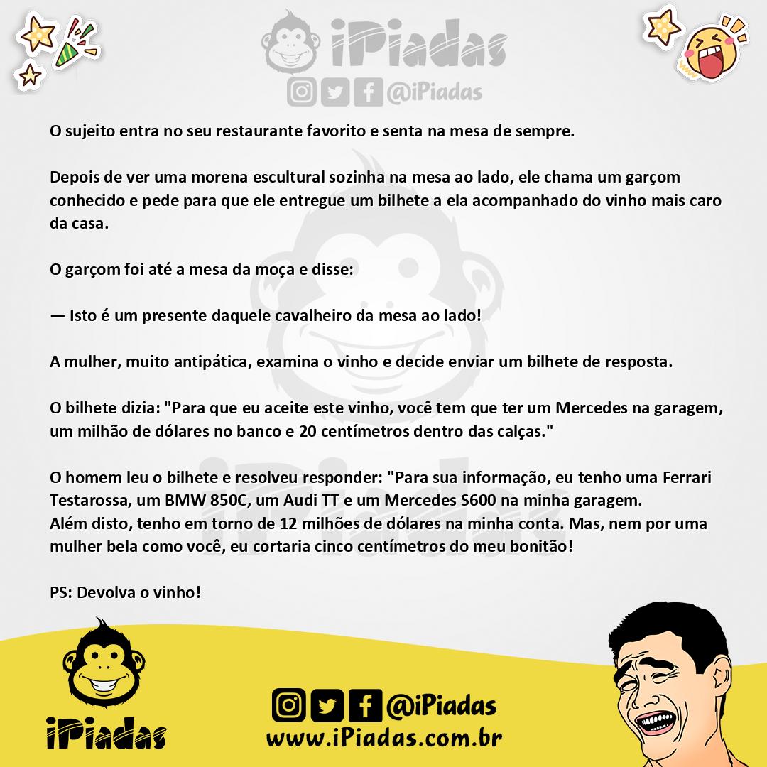 Ilustração da piada Cantada no Restaurante no iPiadas