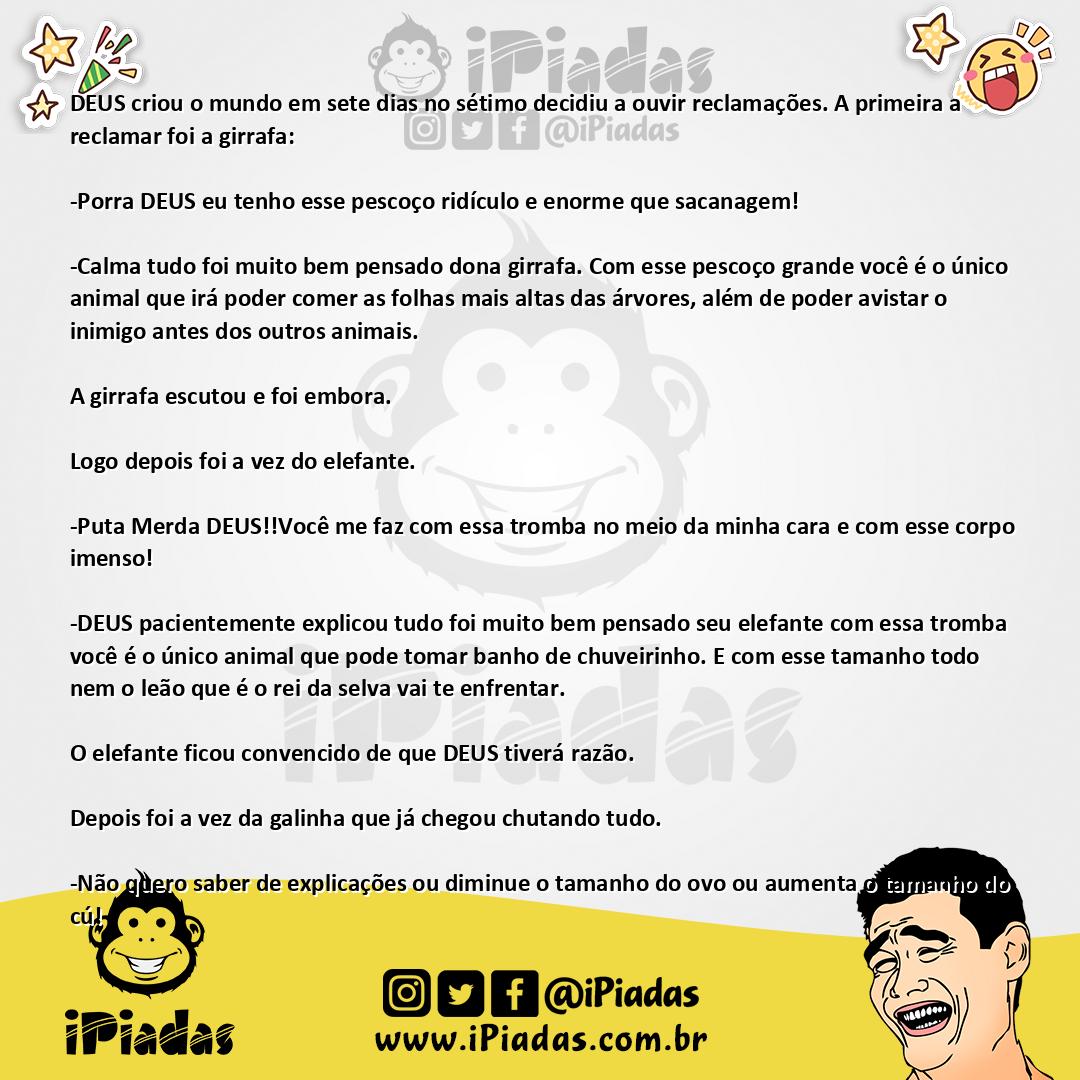 Ilustração da piada Deus e a galinha no iPiadas