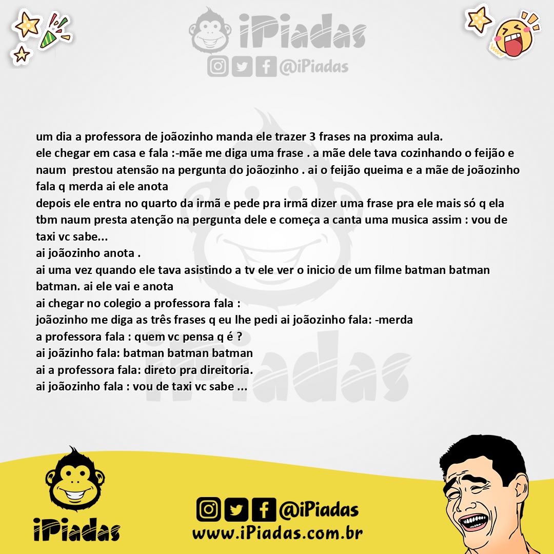 Joãozinho 3 frases Piadas Engraçadas