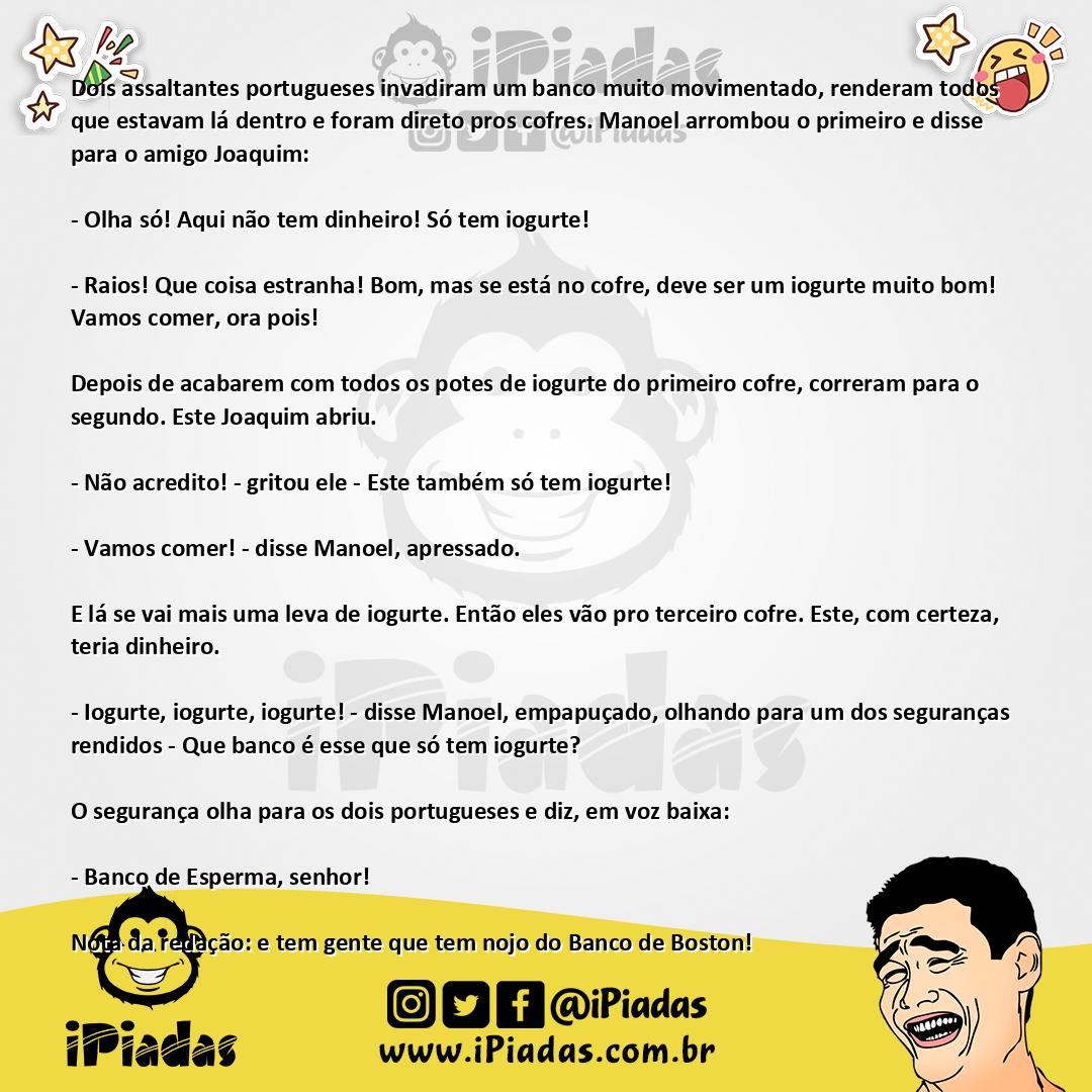 Ilustração da piada O Assalto Português no iPiadas
