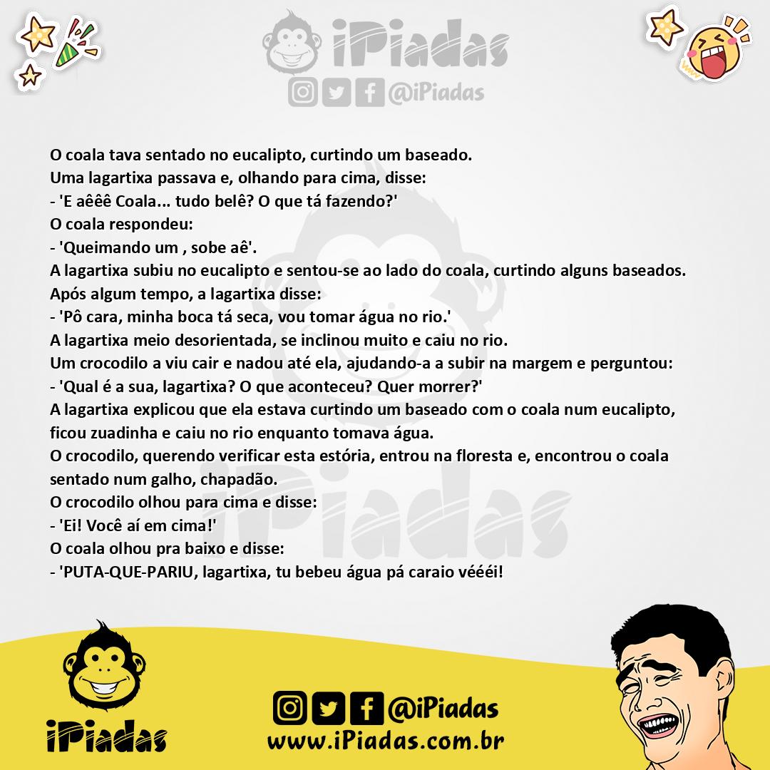 Ilustração da piada O Coala, a lagartixa e um baseado. no iPiadas
