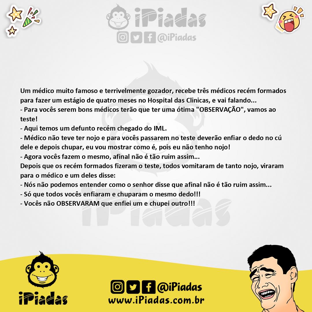 Ilustração da piada O médico gozador... no iPiadas