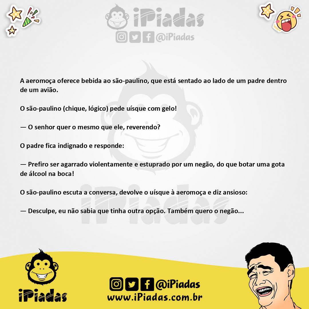 Ilustração da piada Padre e o são-paulino no vôo no iPiadas