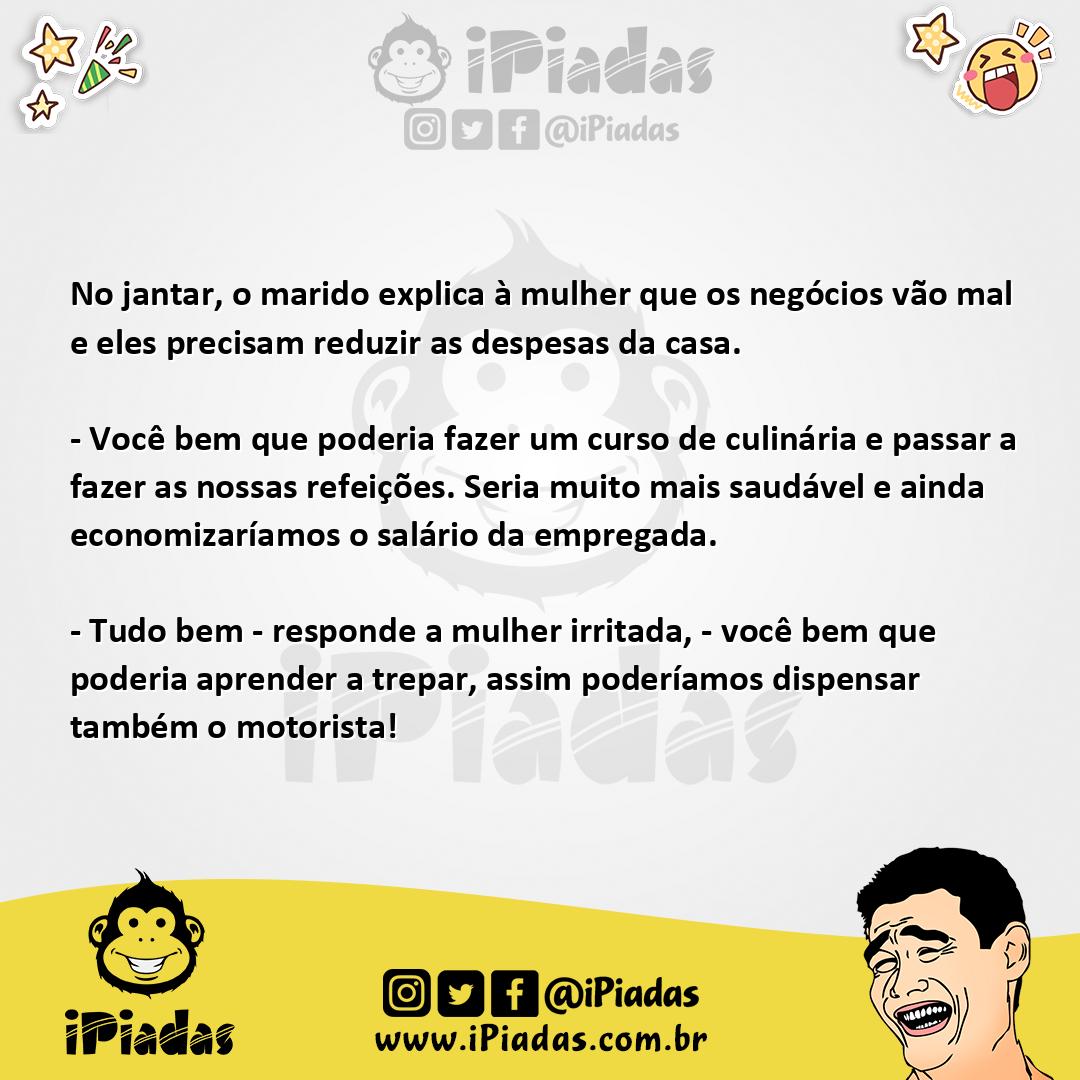 Ilustração da piada Reduzindo as Despesas no iPiadas