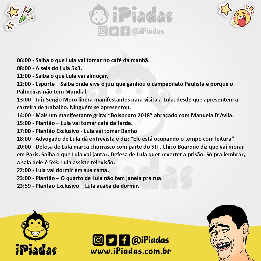Ilustração da piada Noticiário Depois Que Lula Foi Preso no iPiadas
