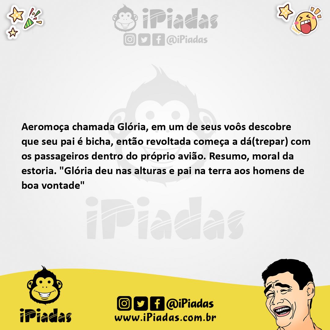 Ilustração da piada Aeromoça Chamada Glória no iPiadas
