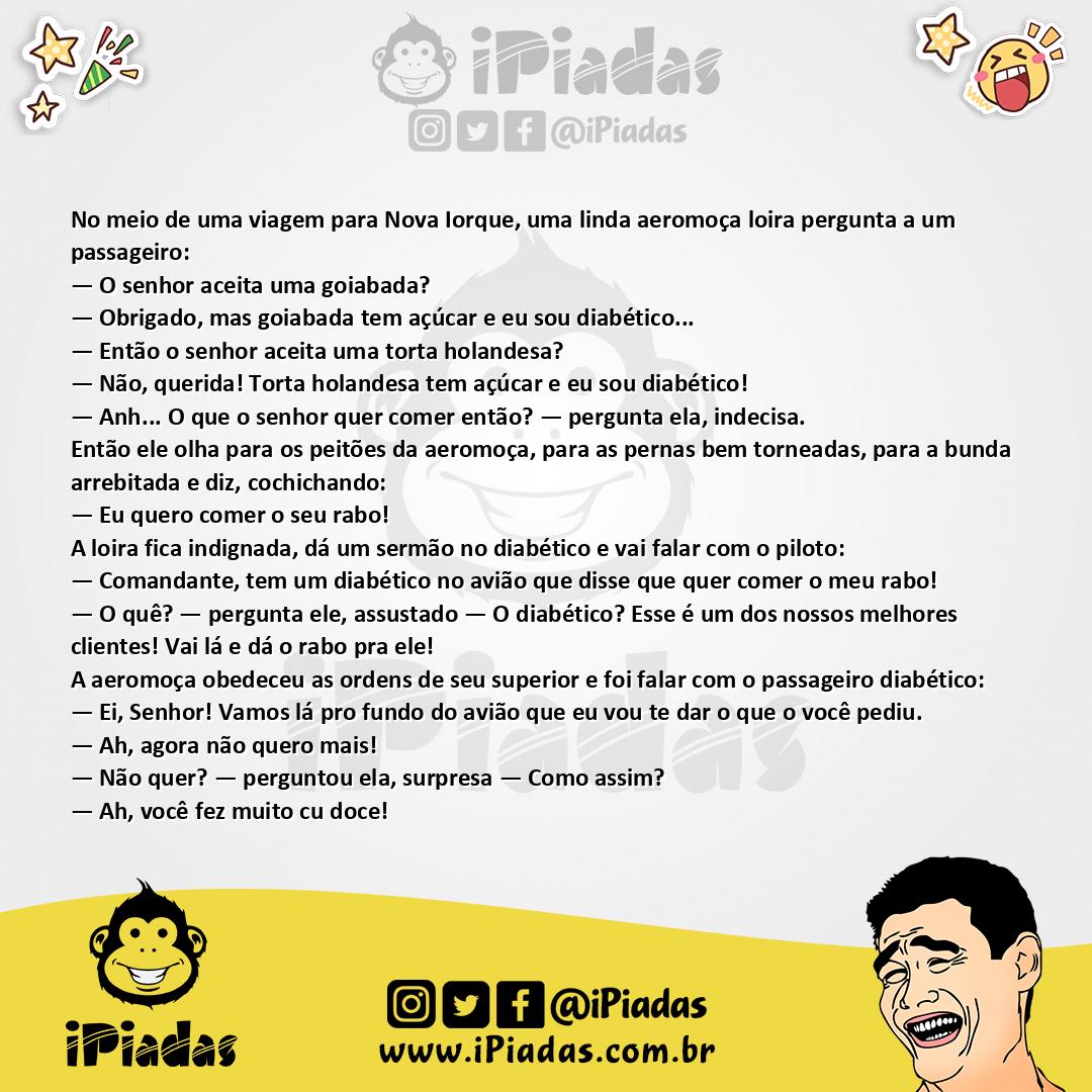 Ilustração da piada O Passageiro Diabético no iPiadas