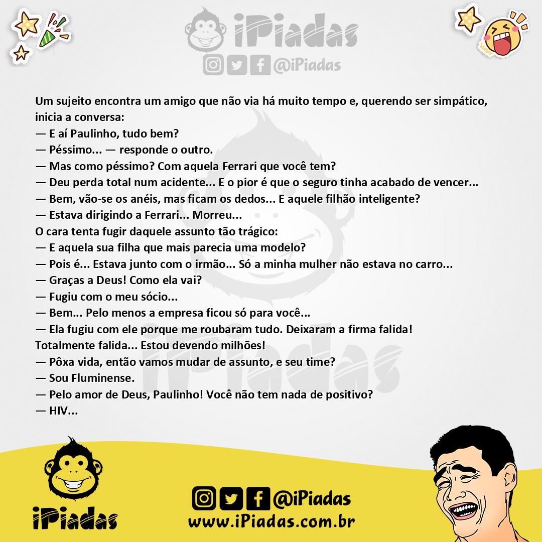 Ilustração da piada Amigo Azarado no iPiadas