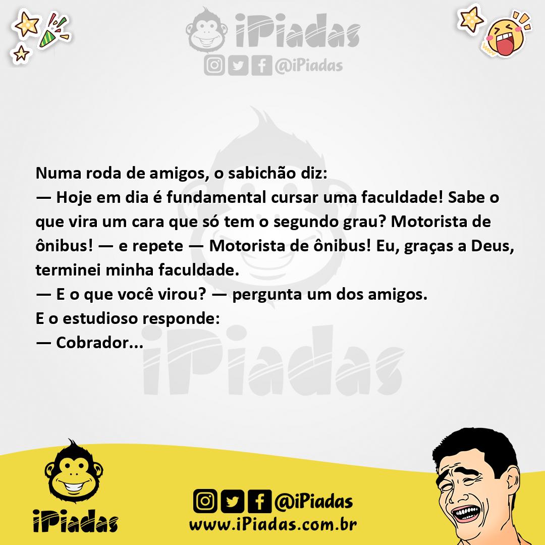 Ilustração da piada Cursar uma Faculdade no iPiadas