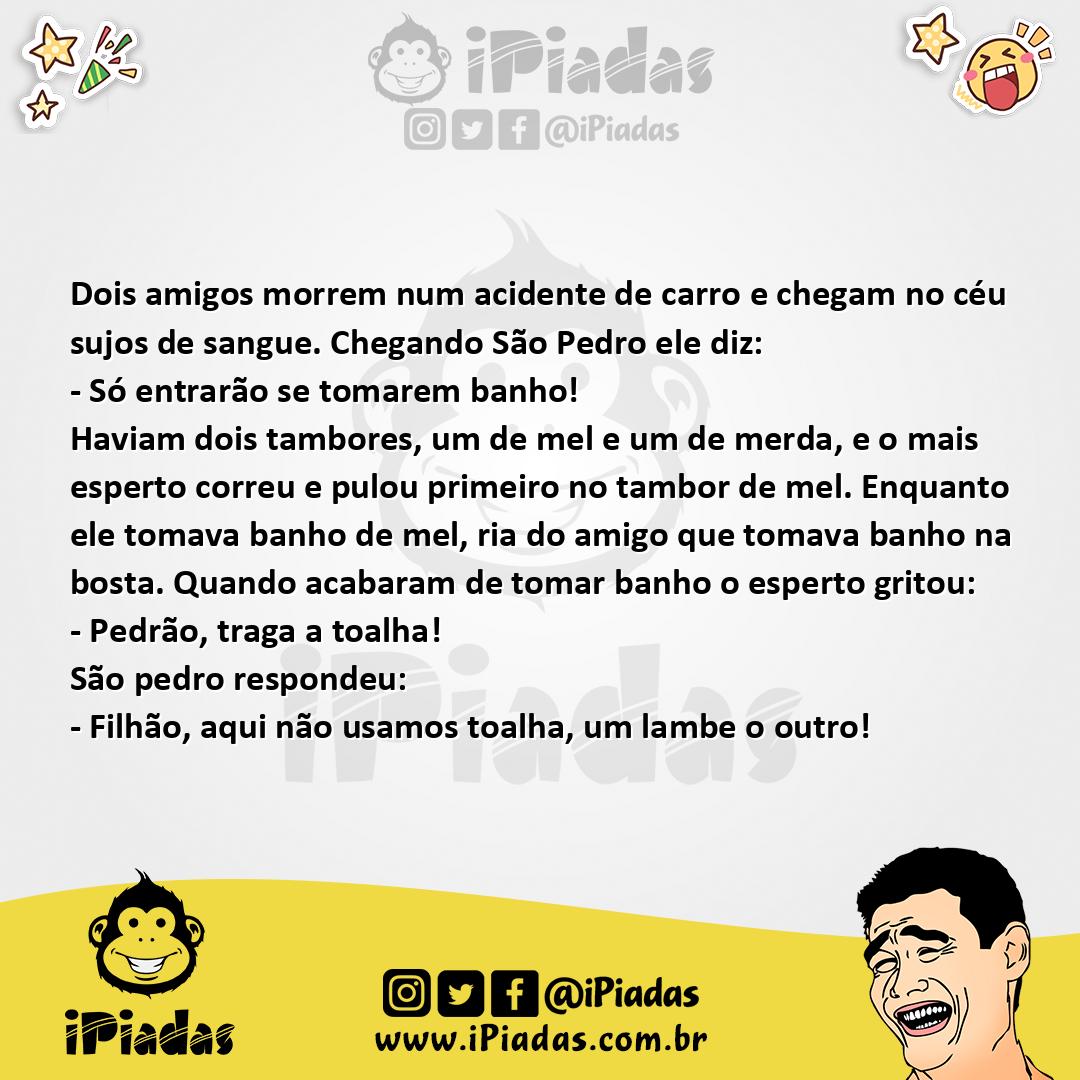 Ilustração da piada Dois Amigos no Céu no iPiadas