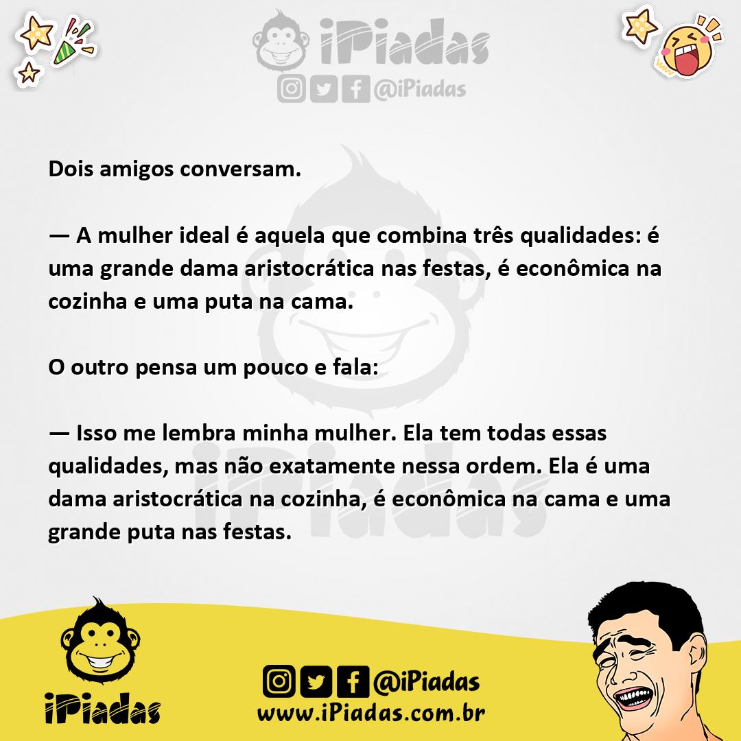 Ilustração da piada Qualidades de Uma Mulher no iPiadas
