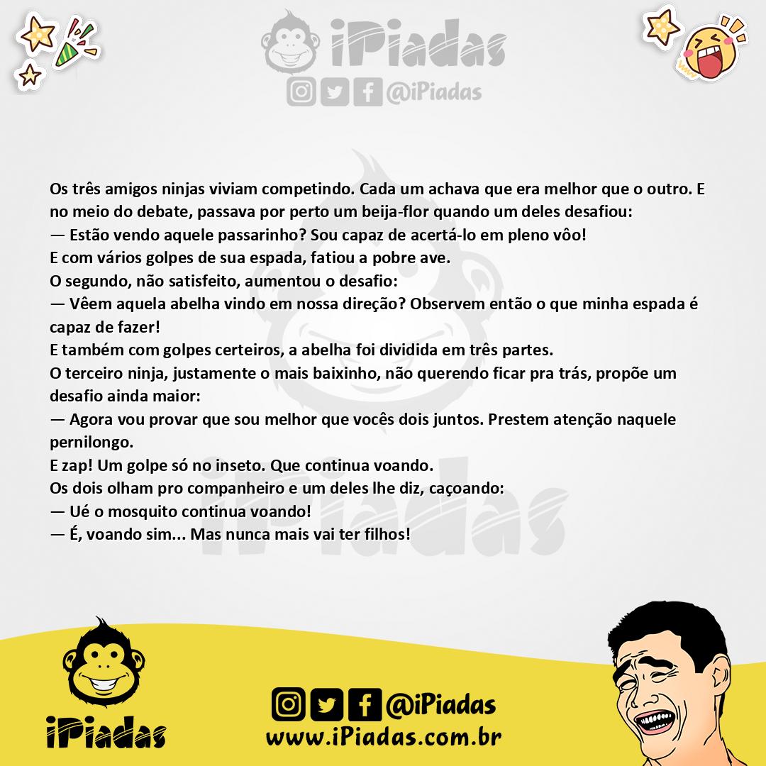Ilustração da piada Três Ninjas no iPiadas