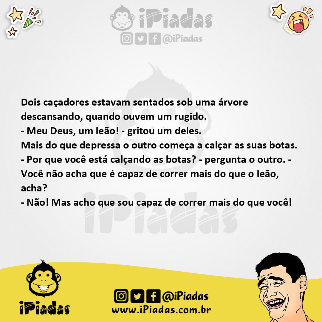 Ilustração da piada Os Caçadores e o Leão no iPiadas