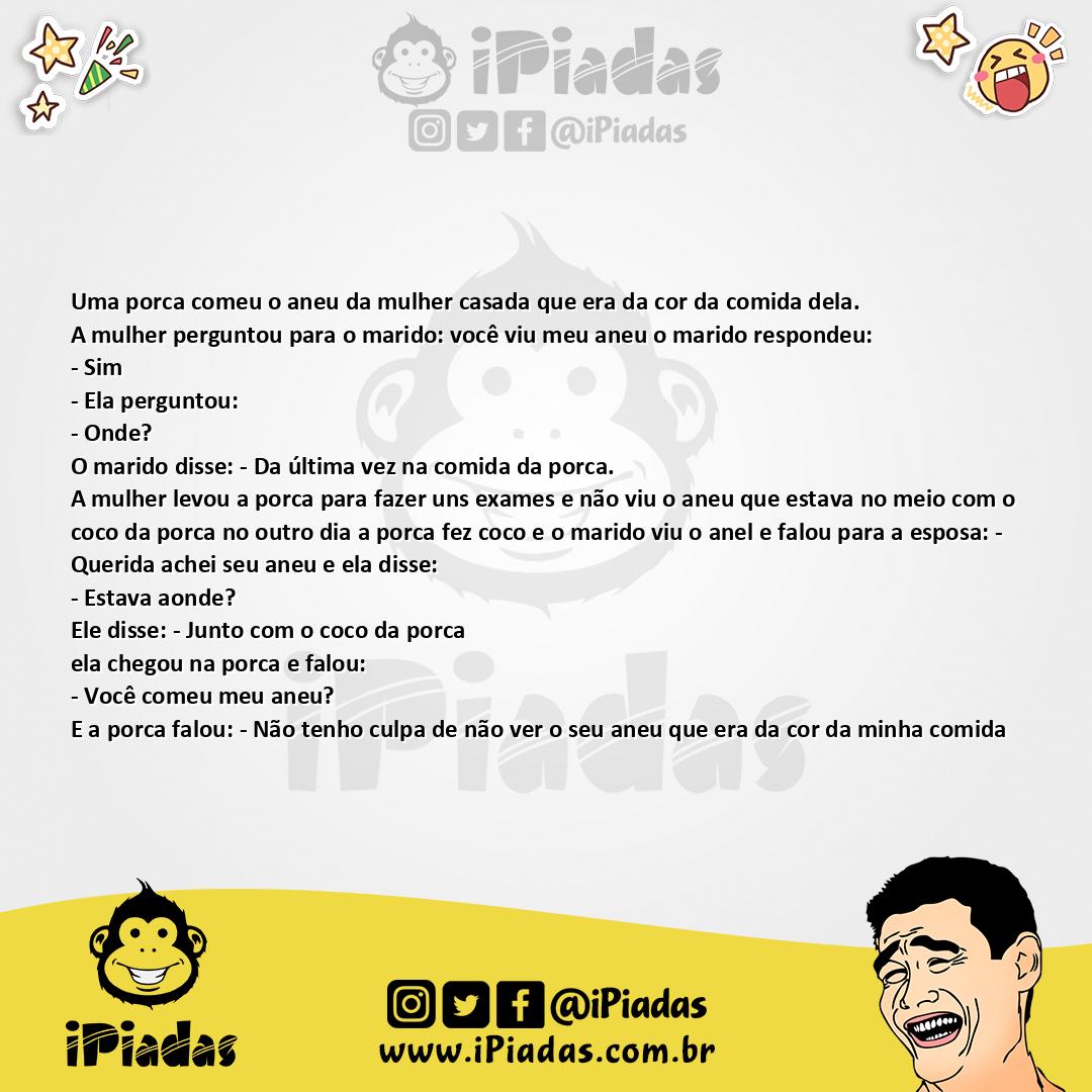 Ilustração da piada A porca e o anel no iPiadas