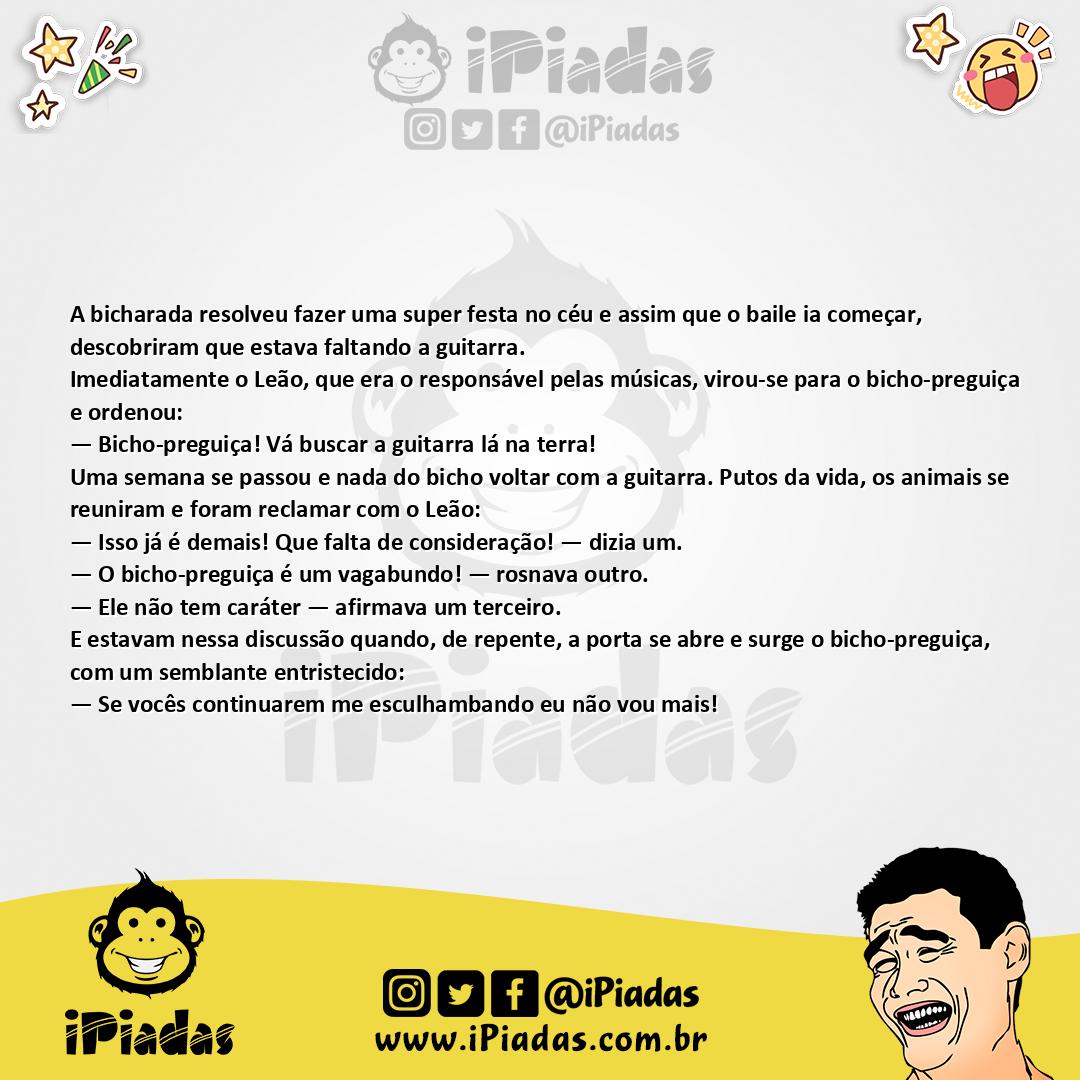 Ilustração da piada Bicho-preguiça no iPiadas