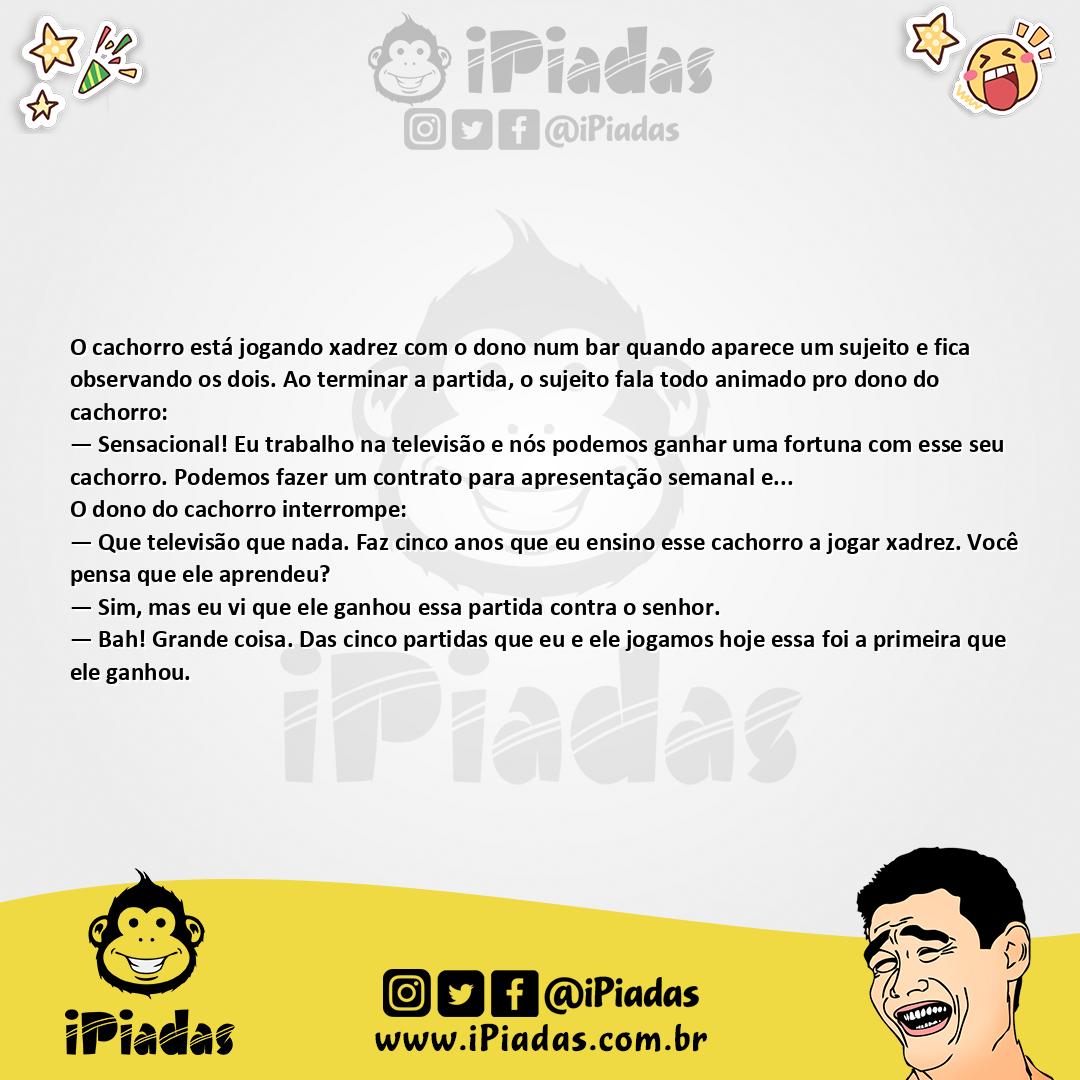 Ilustração da piada Cachorro Jogando Xadrez no iPiadas