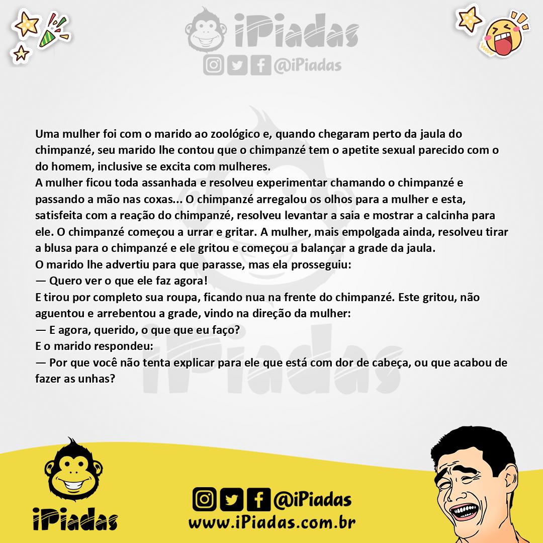 Ilustração da piada Chimpanzé Excitado no iPiadas