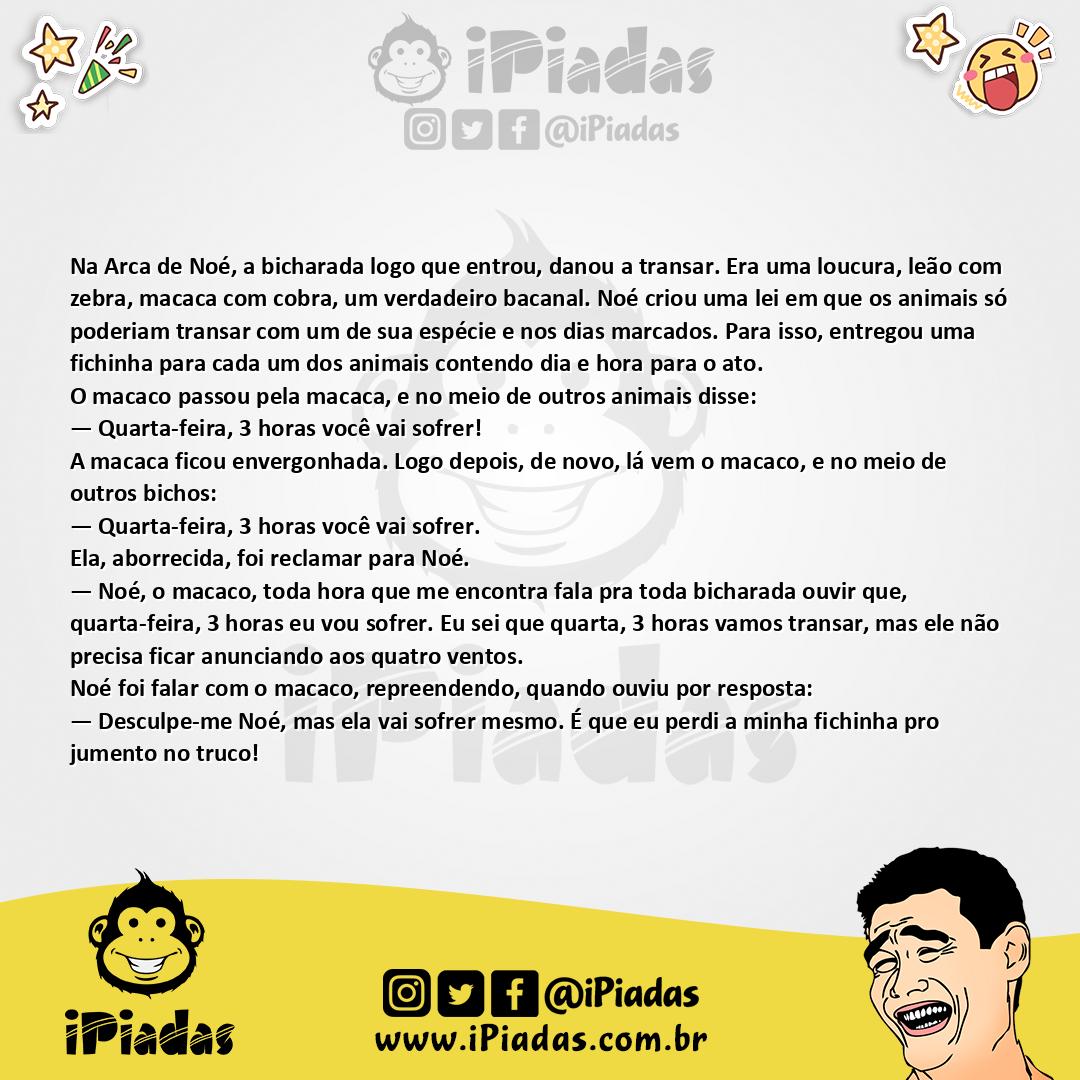 Ilustração da piada Macaca Vai Sofrer no iPiadas
