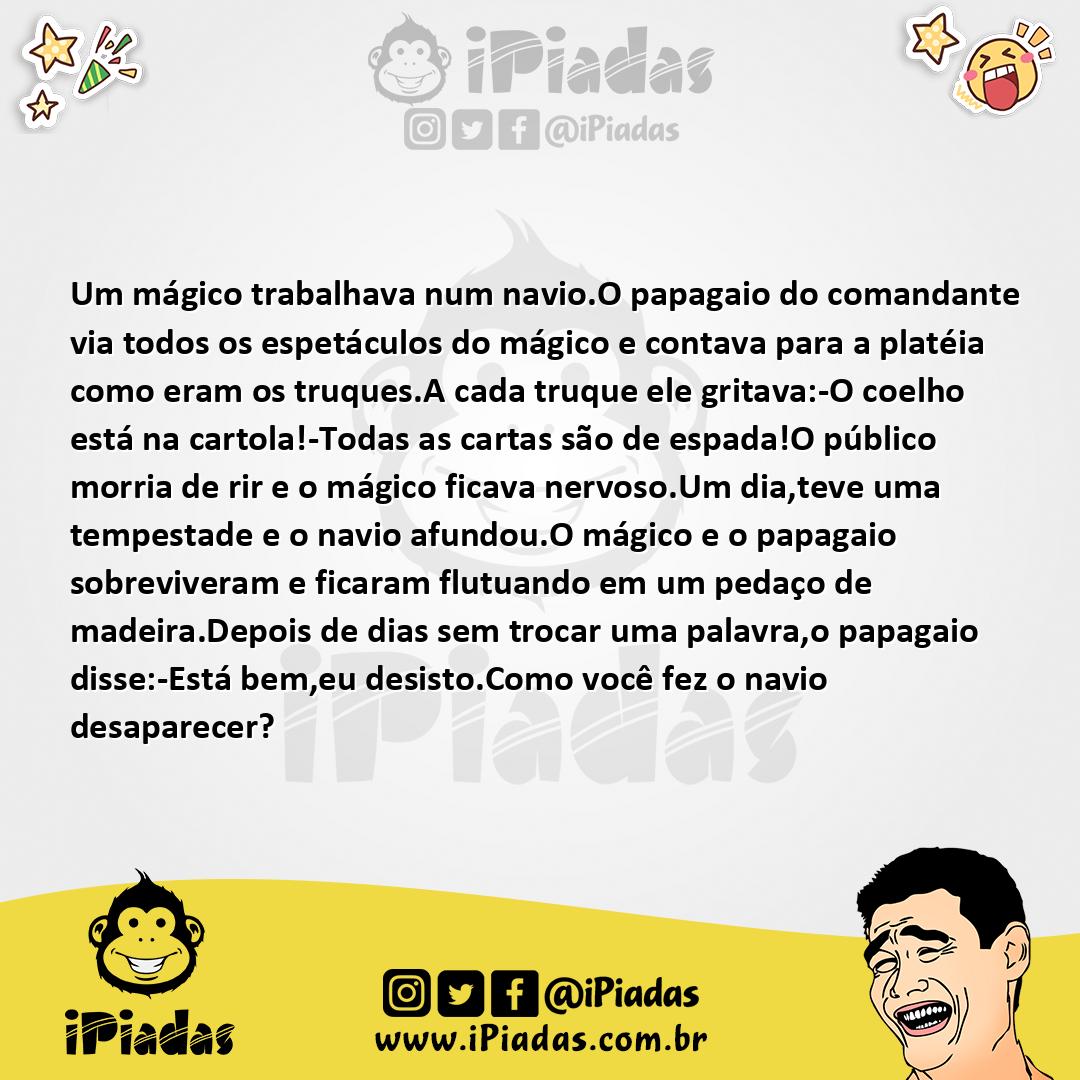 Ilustração da piada O mágico e o Papagaio no iPiadas