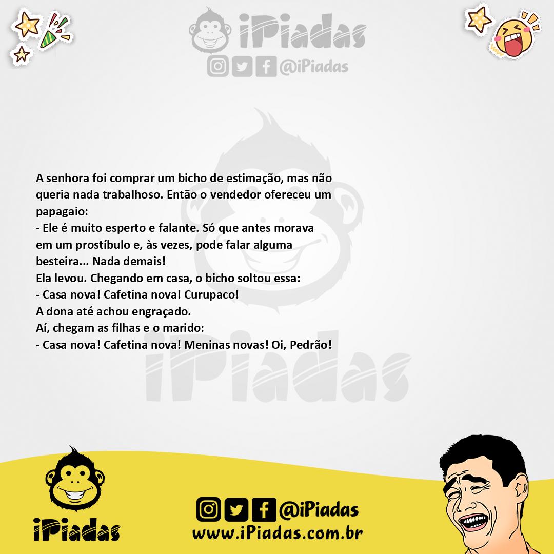 Ilustração da piada Papagaio dedo duro no iPiadas