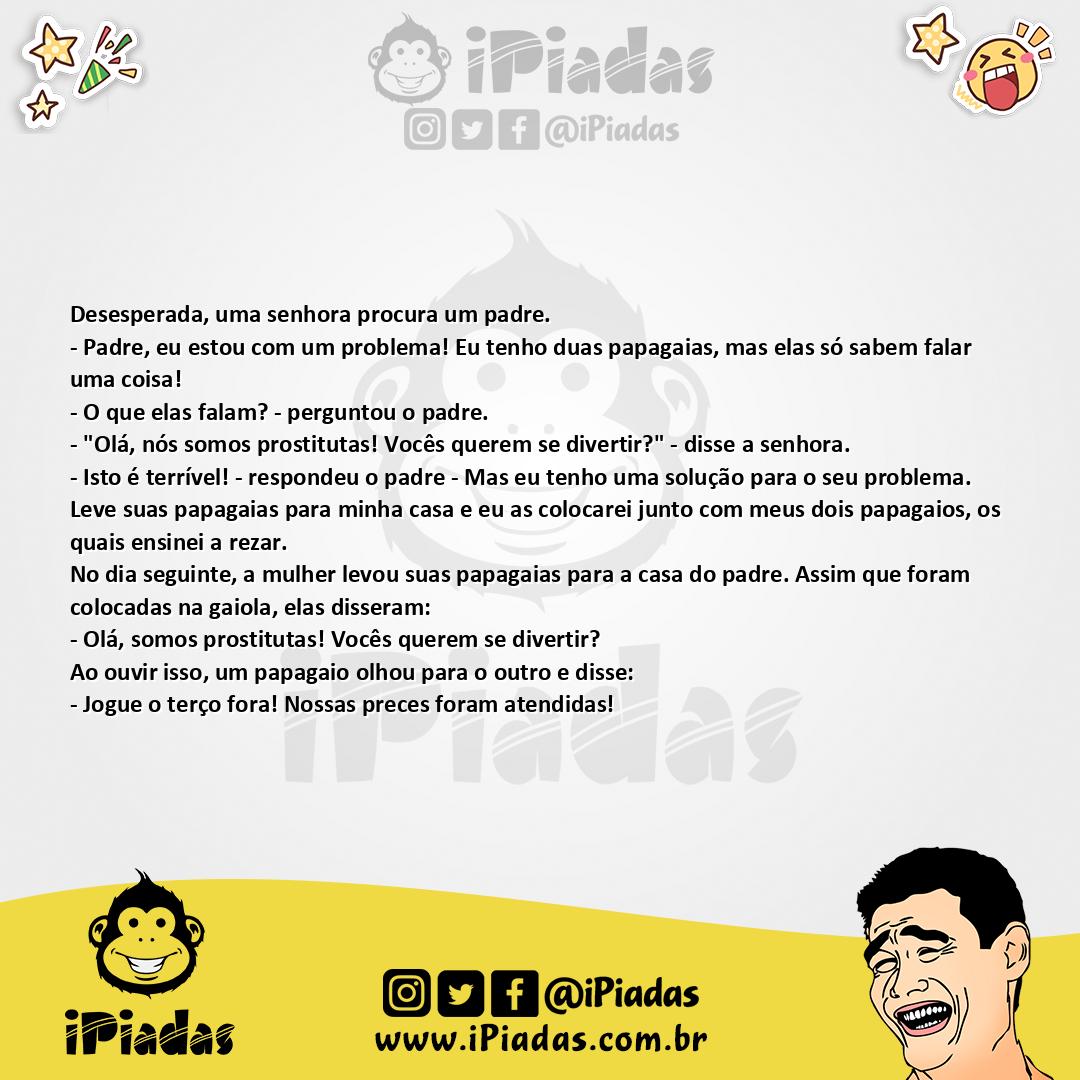 Ilustração da piada Papagaios religiosos no iPiadas