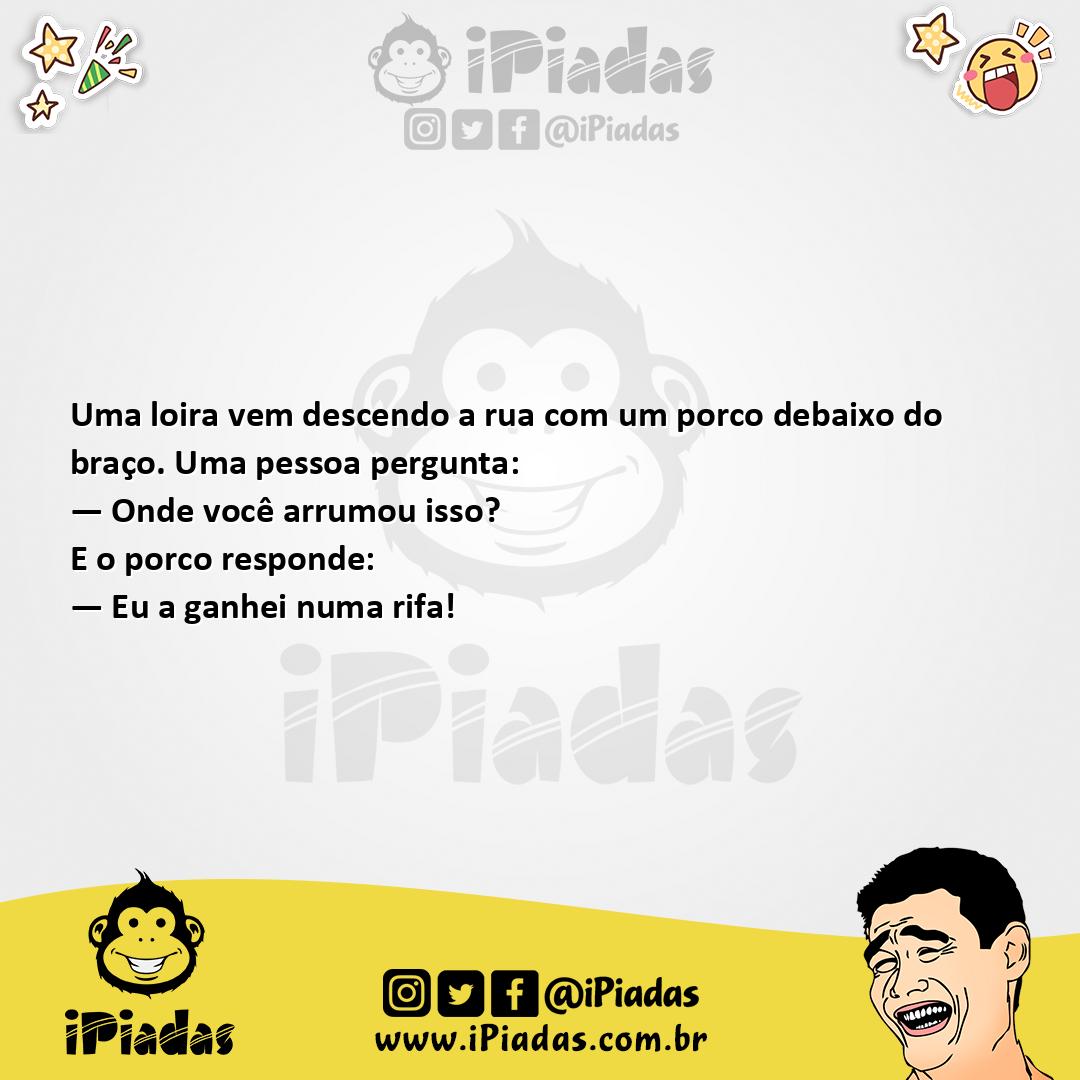 Ilustração da piada Porco Debaixo do Braço no iPiadas