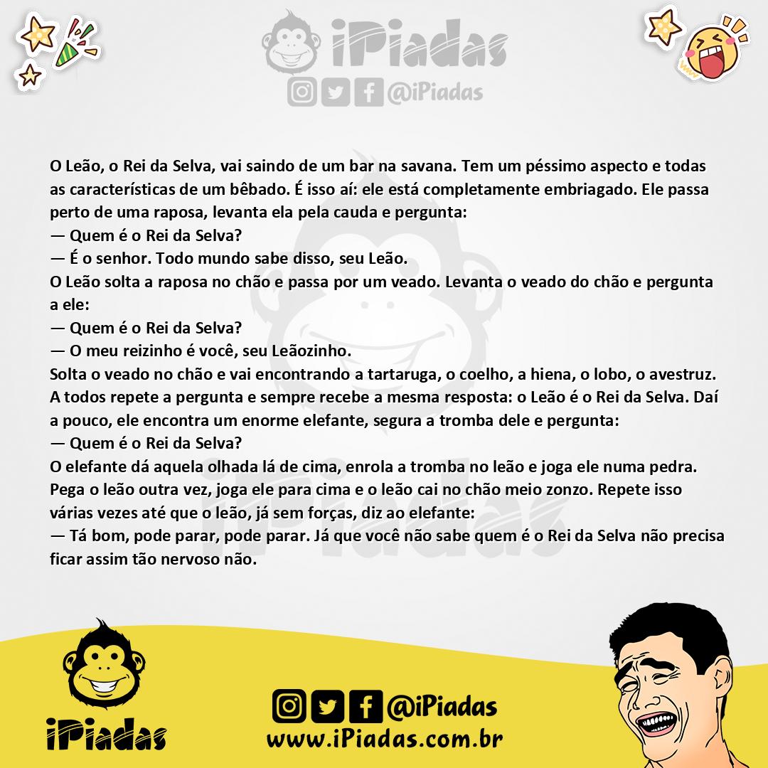 Ilustração da piada Quem é o Rei da Selva? no iPiadas