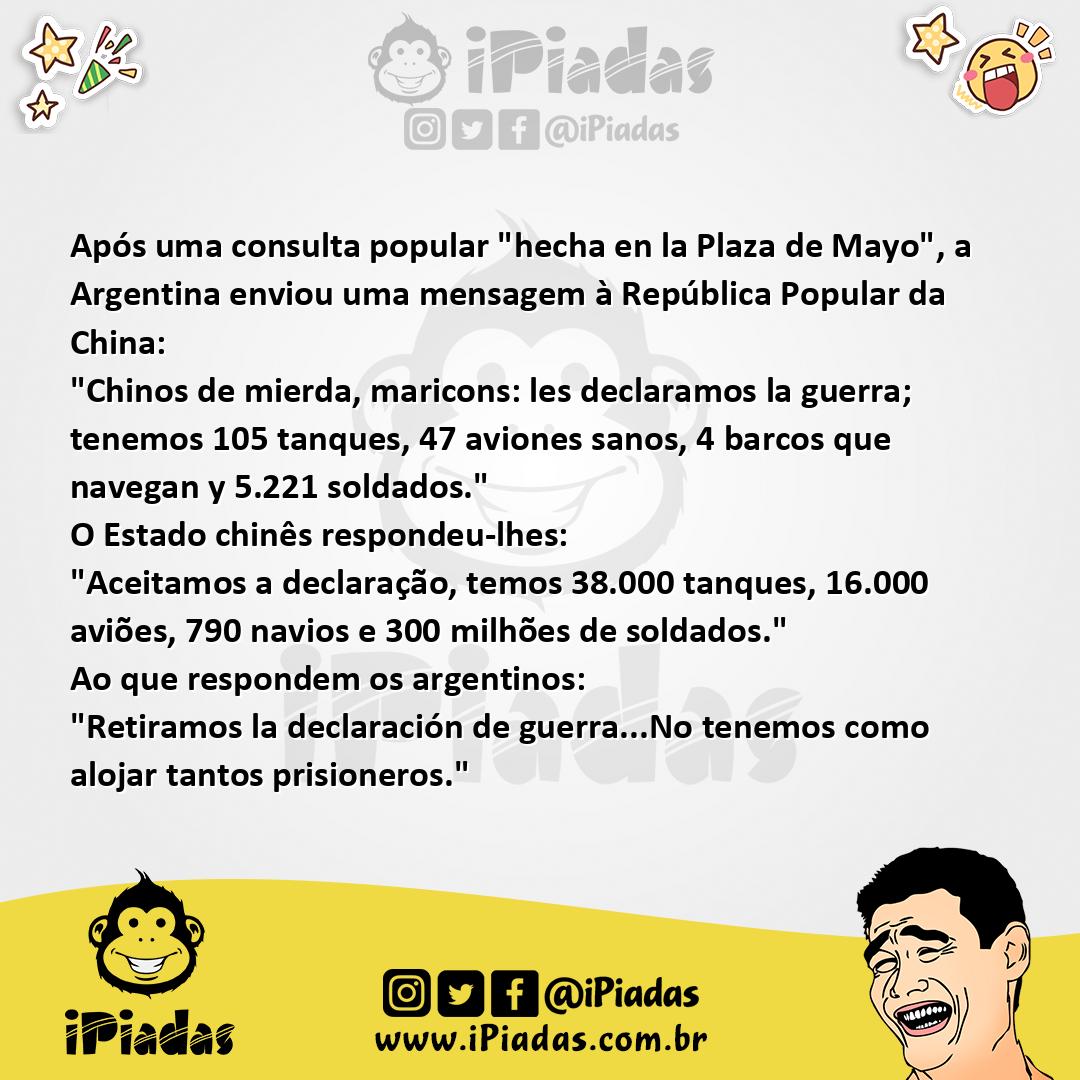 Ilustração da piada Declaração de Guerra no iPiadas