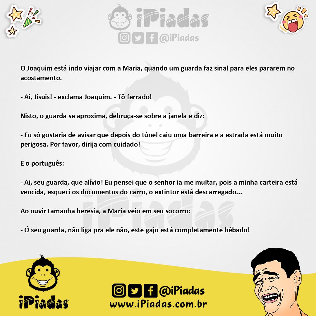 Ilustração da piada Parando o Português no iPiadas