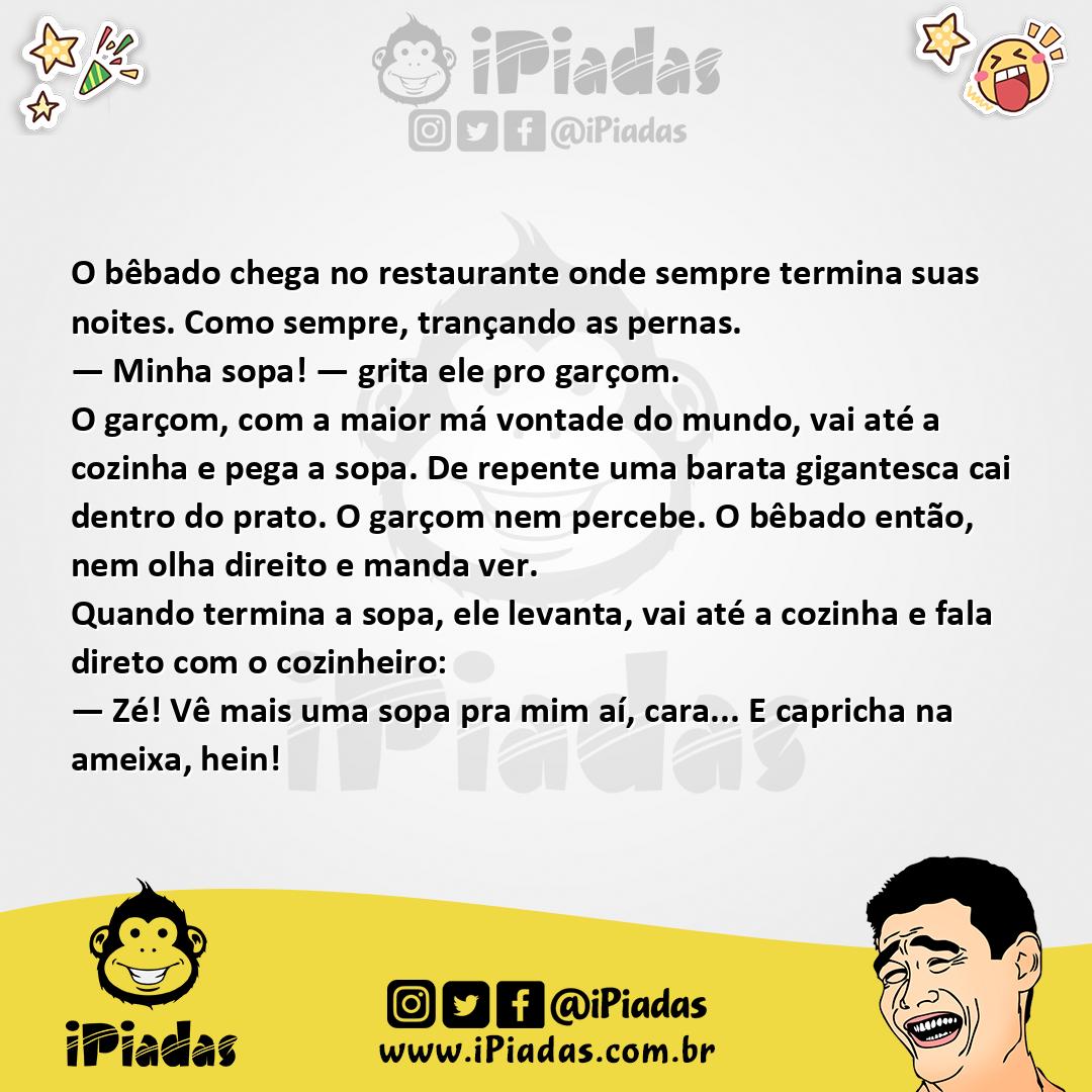 Ilustração da piada Barata na Sopa no iPiadas