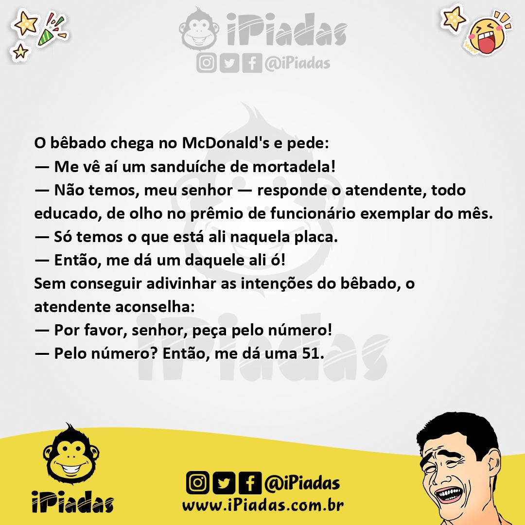 Ilustração da piada Bêbado no Mc Donald's no iPiadas