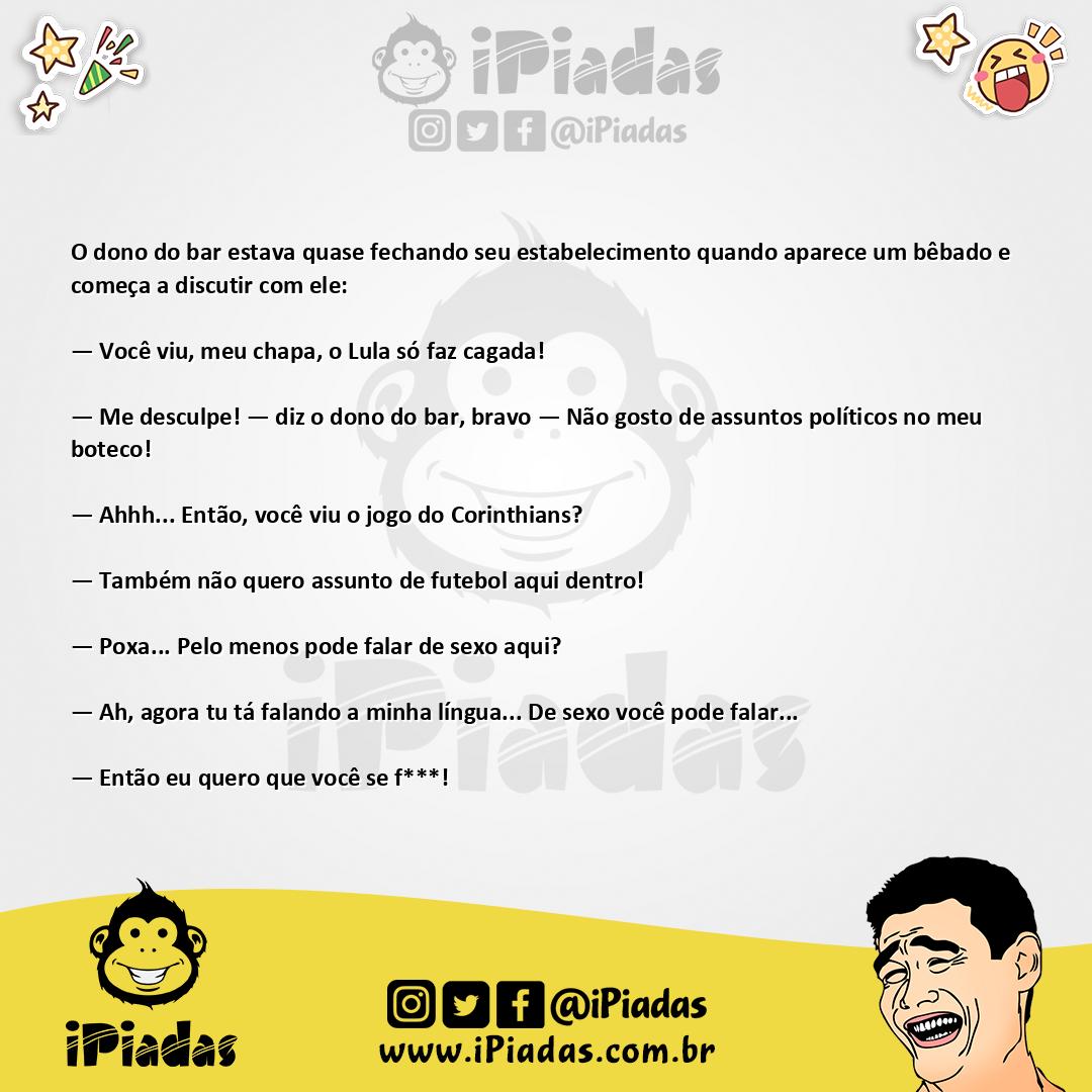 Ilustração da piada Fechando o Bar no iPiadas
