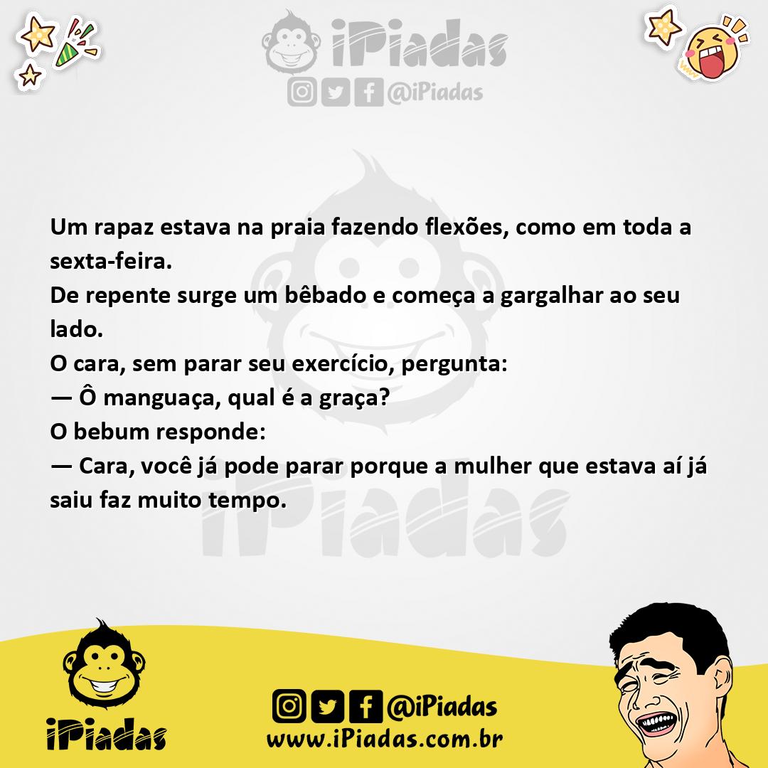 Ilustração da piada Flexões na Praia no iPiadas